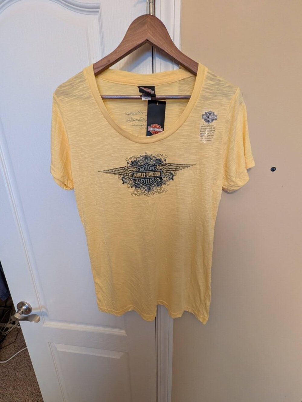 NWT Harley-Davidson Women's Yellow Slub Knit Scoop Neck T-Shirt - 2XL
